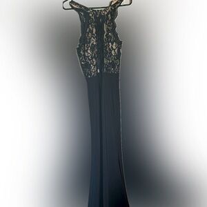 Evening Dress - black, lace, nude